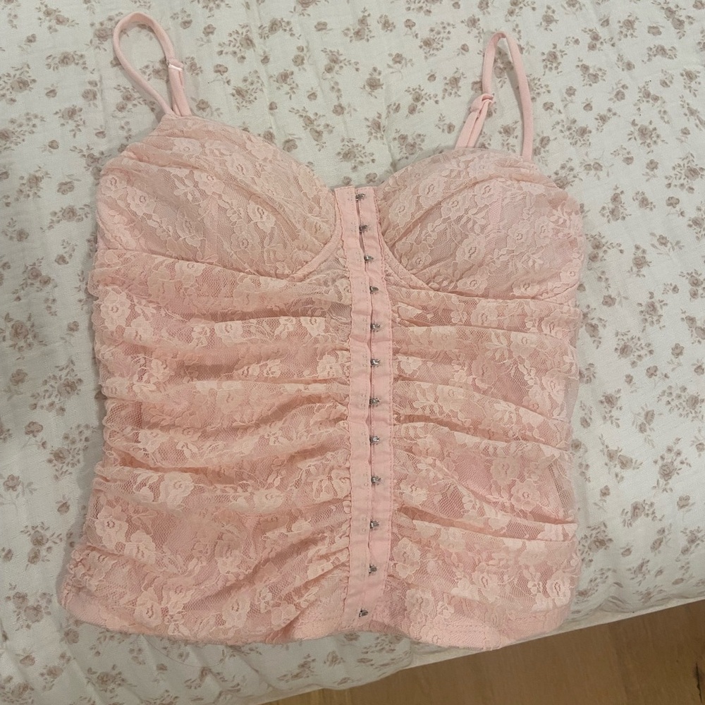 Moa Moa Blush Lace Camisole Top